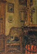 Georges Jansoone Interior with sleeping cat Spain oil painting artist